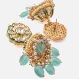 Saadgi Gold Plated Green Womens Pair of Jhumka Earrings