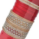 Gold Plated Red Womens Pair of Chuda Set