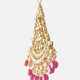 Gold Plated Pink Womens Kundan, Polki Paasa