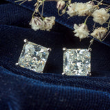 Silver Plated Womens Diamond Stud Pair of Earrings