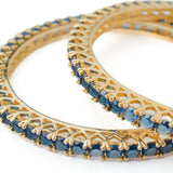 Zia 2.0 Gold Plated Blue Womens Zircon a Pair of Bangles
