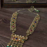Gold Plated Green Womens Long Necklace