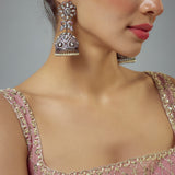 Florence Silver Plated Zircon Womens Pair of Jhumkas Earrings (Freesize)