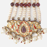 Gold Plated Red Womens Kundan, Polki Paasa