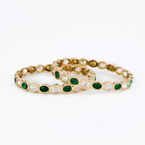 Saadgi Gold Plated Green Womens Kundan, Polki Pair of Bangles