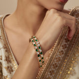 Saadgi Gold Plated Green Womens Kundan, Polki Pair of Bangles