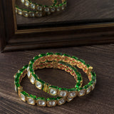 Gold Plated Synthetic Stone Womens Pair of Bangles