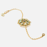 Gold Plated Red Colored Kundan, Polki Womens Bracelet