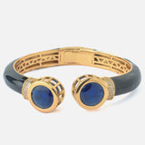 Gold Plated Blue Colored Kundan, Polki Womens Kada