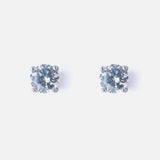 Silver Plated Womens Diamond Stud Pair of Earrings