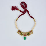 Morpankh Gold Plated Green Womens Beaded Choker Necklace Set with Pair of Earrings (Freesize)