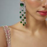Zia Silver Plated Green Zircon Womens Pair of Danglers Earrings (Freesize)