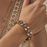 Burgundy Gold Plated Pink Womens Kundan, Polki Kadas (2.4,2.6)
