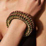 Gold Plated Multi Colored Kundan, Polki Womens Pair of Bangles