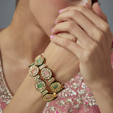 Saadgi Gold Plated Multicolored Kundan, Polki Womens Pair of Bangle