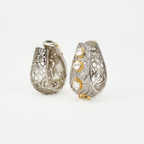 Florence Silver Plated Gold Zircon Womens Pair of Hoop Earrings (Freesize)
