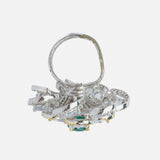 Silver Plated Green Womens Zircon Ring