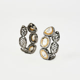 Florence Silver Plated Gold Zircon Womens Pair of Hoop Earrings (Freesize)
