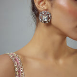 Florence Silver Plated Kundan, Polki Womens Pair of Studs Earrings (Freesize)