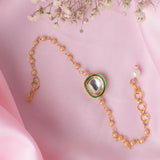 Gold Plated Green Womens Beaded Bracelet