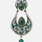 Florence Silver Plated Green Womens Pair of Dangle Earrings