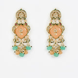 Saadgi Gold Plated Multicolored Kundan, Polki Womens Pair of Danglers Earrings (Freesize)