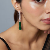 Zia Silver Plated Green Womens Zircon Pair of Dangler Earrings (Freesize)