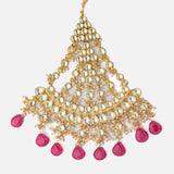 Gold Plated Pink Womens Kundan, Polki Paasa