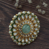 Gold Plated Green Womens Kundan & Polki Ring