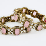 Florence Gold Plated Pink Womens Zircon Pair of Bangles