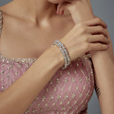Zia Silver Plated Zircon Womens Pair of Bangles