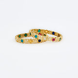 Saadgi Gold Plated Multicolored Womens Kundan, Polki Pair of Bangles
