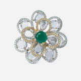 Silver Plated Green Womens Zircon Ring