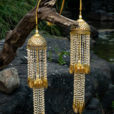 Gold Plated Womens Kundan, Polki Pair of Kaleeras