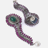 Silver Plated Purple Womens Pair of Drop Earrings