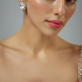Florence Gold Plated Kundan, Polki Womens Pair of Studs Earrings (Freesize)