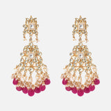 Gold Plated Pink Womens Pair of Jhumkas Earrings