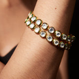 Aatman Gold Plated Womens Kundan, Polki Pair of Bangles