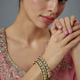 Saadgi Gold Plated White Kundan, Polki Womens Pair of Bangle