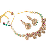 Isvaraah 2.0 Gold Plated Pink Choker Necklace Set with Pair of Earrings