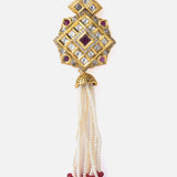 Gold Plated Red Womens Beaded Tassel Pair of Earrings