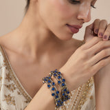 Burgundy Silver Plated Blue Womens Beaded Pair of Bangles