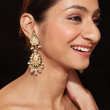 Inaayat Gold Plated Green Womens Kundan, Polki Pair of Earrings