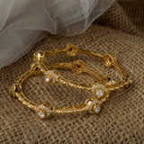 Florence Gold Plated Womens Kundan, Polki Pair of Bangles