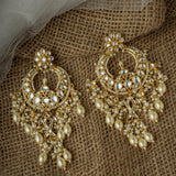 Gold Plated Womens Kundan, Polki Pair of Earrings