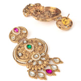 Isvaraah 2.0 Gold Plated Multicolored Womens Pair of Chandbali Earrings