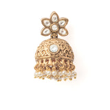 Isvaraah 2.0 Gold Plated White Womens Pair of Jhumka Earrings