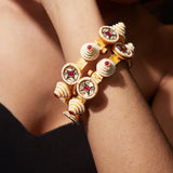 Gold Plated Red Colored Kundan, Polki Womens Pair of Bangles