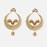Gold Plated Red Womens Kundan & Polki Dangler Pair of Earrings