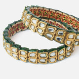 Gold Plated Synthetic Stone Womens Pair of Bangles